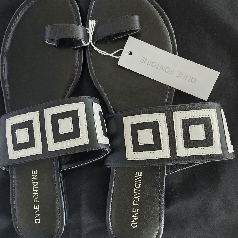 Anne Fontaine Geometric Black and White Sandals